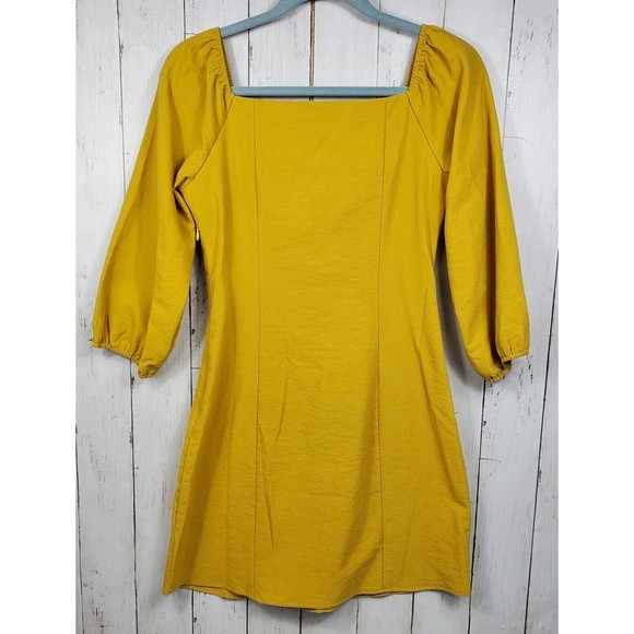 Le Lis Short Fitted Dress Women's Size Small Yellow Gold Rayon Blend - Picture 2 of 11